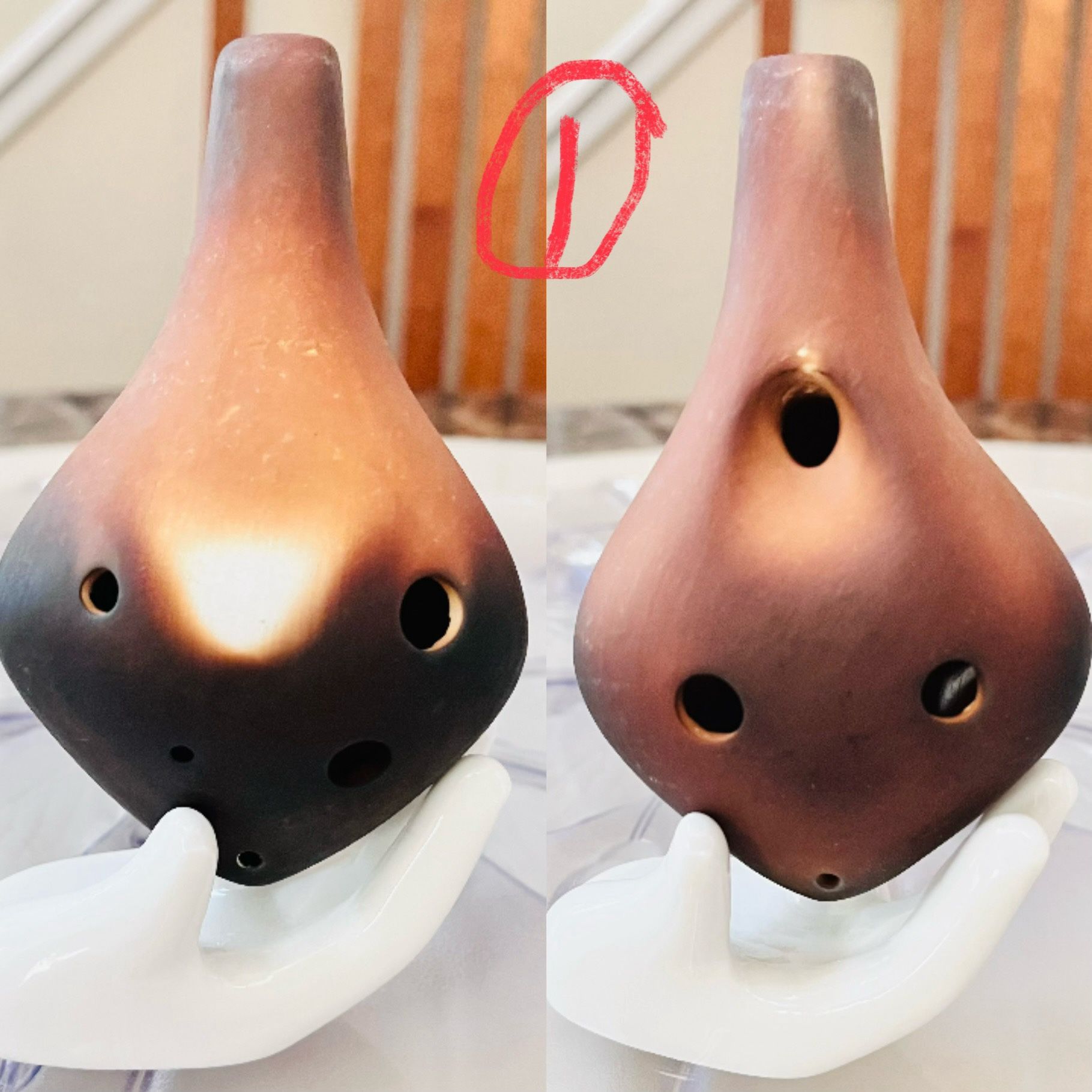 Handmade 6-Hole Ceramic Ocarina Flute Alto C Unique Burned Finish Choose #1 or#2