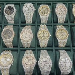 Vvs Moissanite Iced Out Watchs,hand Set Stones,all Different Brands,comes With Box’s And Papers,500$ For Each Watch,comes With Shipping 