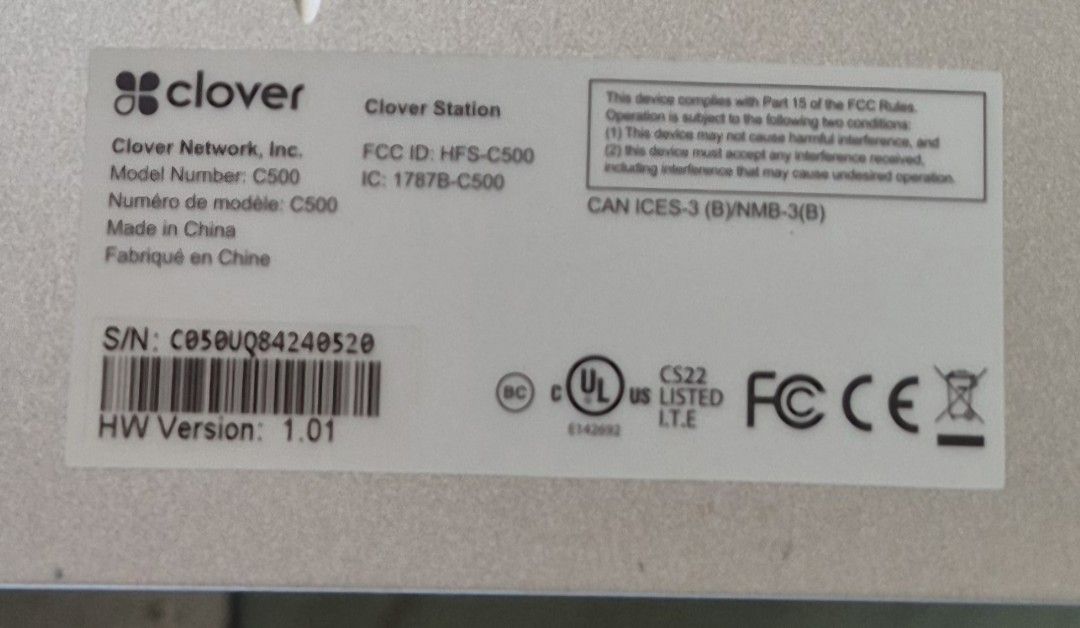 Clover Machine Register
