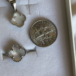 Sterling Silver 925 Mother Of Pearl Alhambra Van Clef Arpels Inspired Ring/pendant 