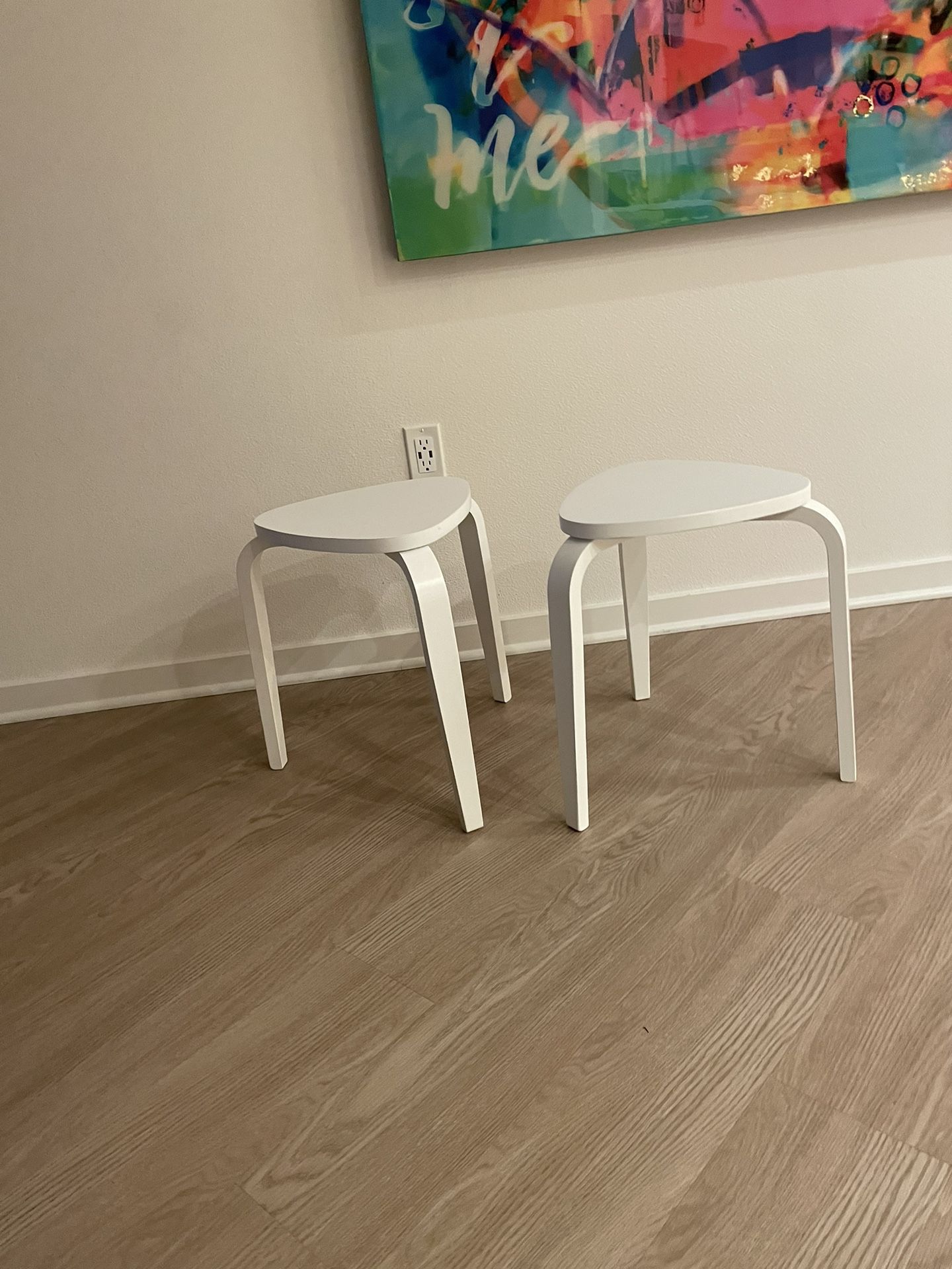 Small Stool In White