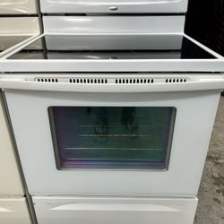 Whirlpool White Glass Top Stove 