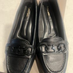 Black leather Loafers Flats Woman Shoes 