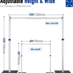10x10Ft Double Crossbar Pipe and Drape Kit, Heavy Duty Adjustable Backdrop Stand, Backdrop Stand for Event, Party, Trade Shows and Wedding Decor