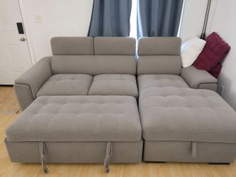 Gray Sectional Sofa with Pull-Out Bed
