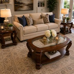 Solid Wood Designer Style Coffee Table Set
