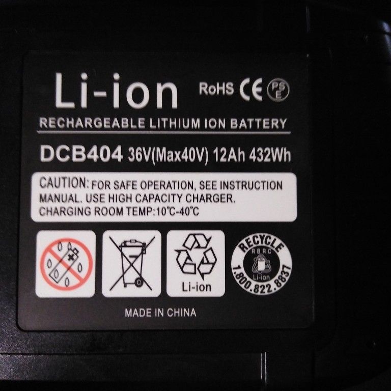 DeWalt compatible 40v Lithium Battery 12Ah 432Wh