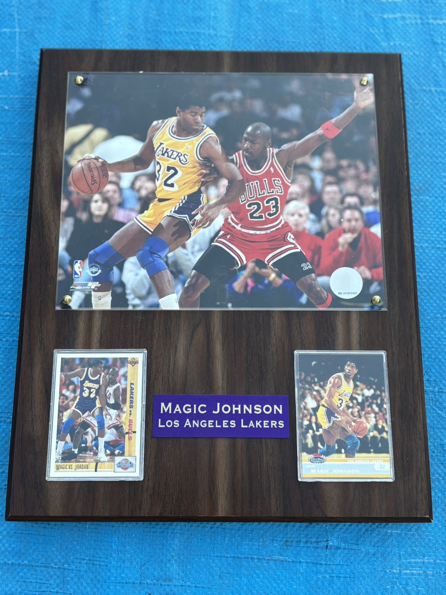 Custom Collectible Sports Memory Plaque Michael Jordan And Magic Johnson