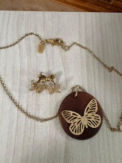 Juego cadena aretes Gold Filled mariposas