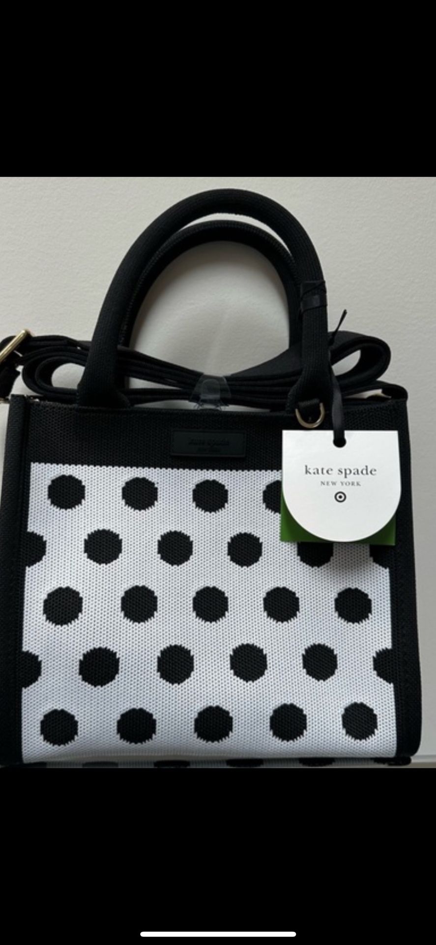 Polka Dot Knit Crossbody Bag - kate spade White/Black