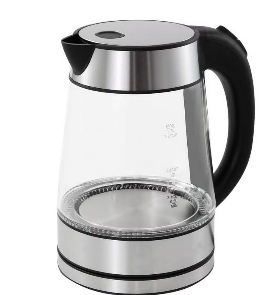Boil Electric Kettle - 1.7L Water Boiler 1500W, Coffee & Tea Kettle Borosilicate Glass, Easy Clean Wide Opening, Auto Shut-Off, Cool Touch Handle, LED