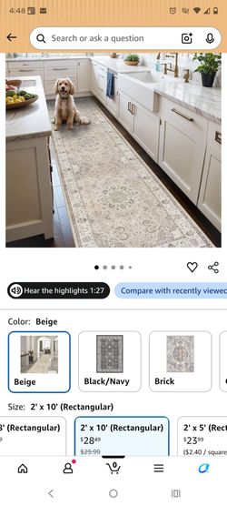 New In Package Washable Runner Rug 2x10 $20