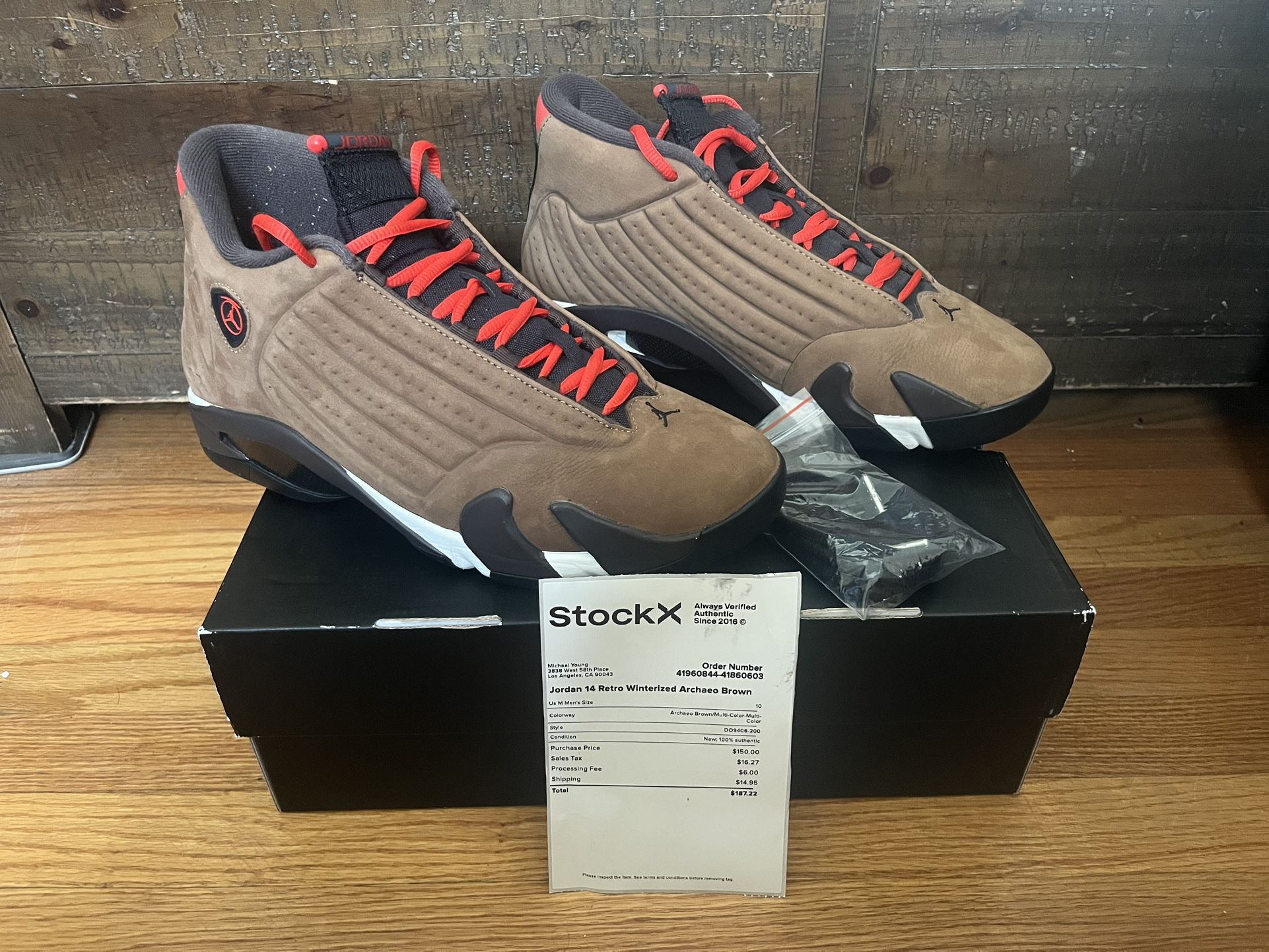 VNDS Nike Air Jordan 14 - Size 10 Retro Winterized Archeo Brown DO9406-200