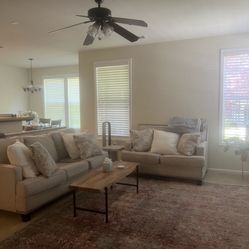 Beige Linen Sofa Set 