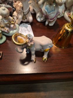 Vintage Miniature Angelic Cow Figurine