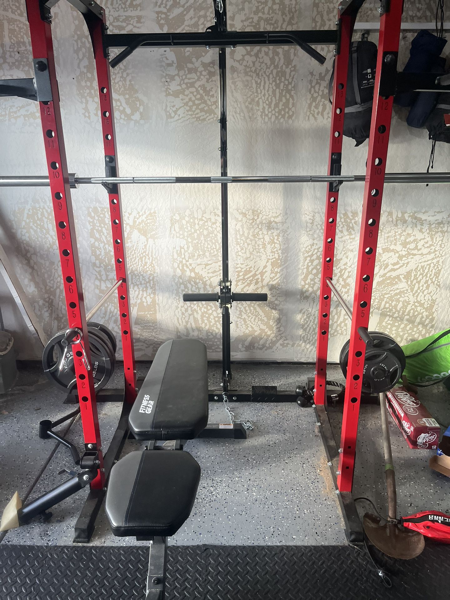 Weight Rack, Bench And Olympic Weight Set