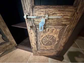 Rustic Solid Wood Cabinet with sliding lock and iron on Doors 44.75 wide x 14.75 deep × 84.25 Height