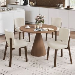 Set of 4 – Cream Cushion Wood Back Dining Chairs