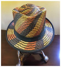 Multicolored straw fedora- size L