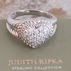 ❤️ Authentic “Judith Ripka” Sterling Silver Collection Ring, Size 9.75 Beautiful