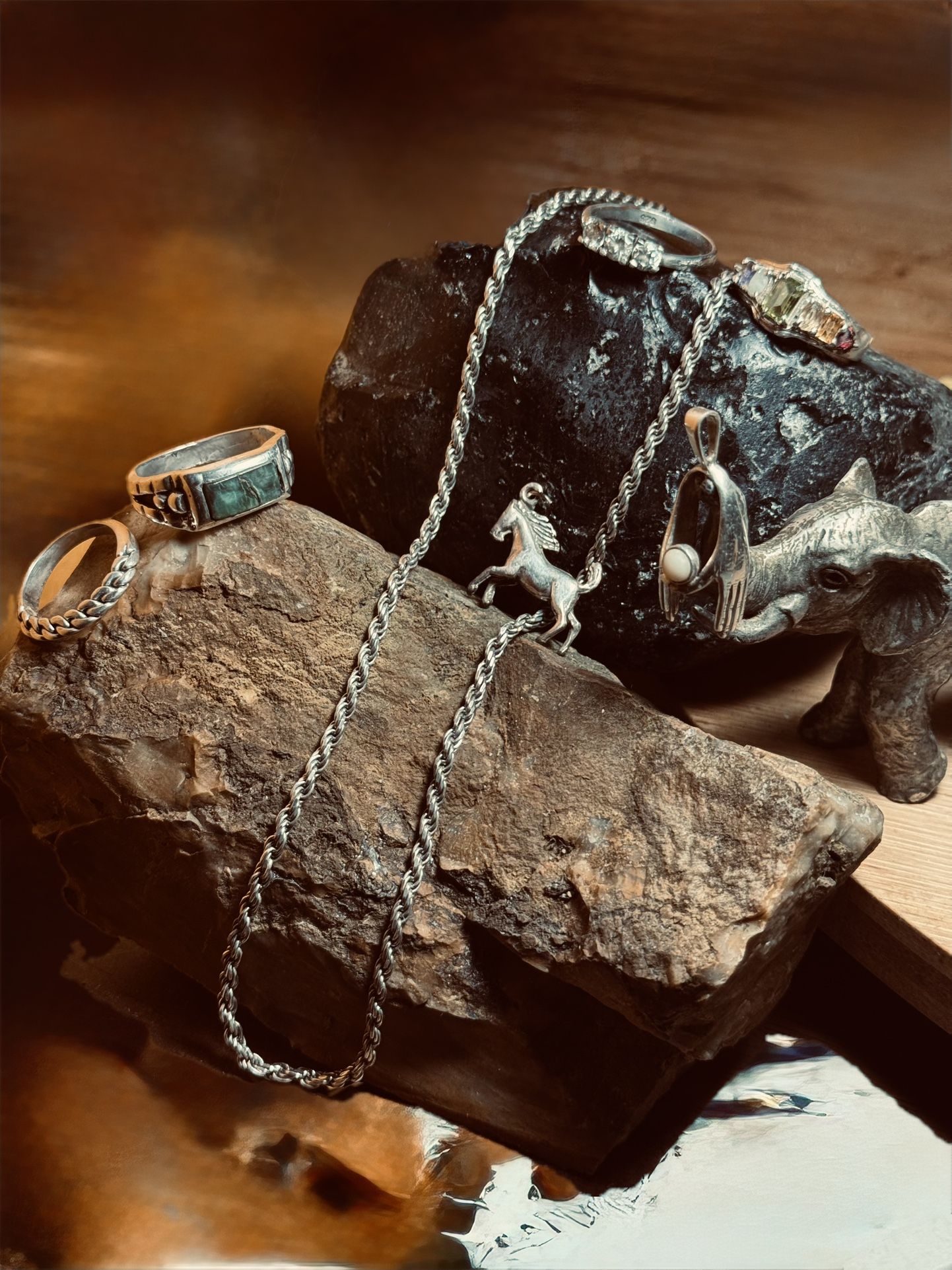 Sterling Silver Jewelry, Rings, Chains And Pendants.