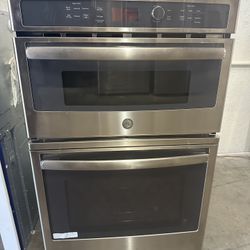 27 inch open box brand new oven microwave combo can deliver  GE Profile 27-in Self-cleaning Convection Oven Convection European Element Microwave Wall