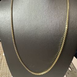 10kt Yellow Gold Venetian Box Chain Necklace 26”