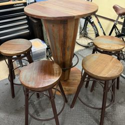 Mango Wood Round Bar table with Stools
