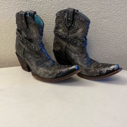 Corral Vintage Distressed Black Leather Studded Cowboy Boots Ladies Size 8 