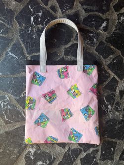 Pink Cow Tote Bag with Upcycled Handles