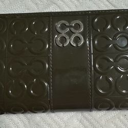 Coach Julia Patent Leather 43984 SV/CQ Charcoal Zip Around Wallet