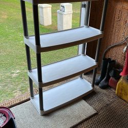 Plano 4-Shelf Plastic Storage Shelves, 48” x 23” x 14”, 200lb Capacity, Pantry, Office, Closet and Garage Shelves, Easy to Assemble, Durable Plastic S