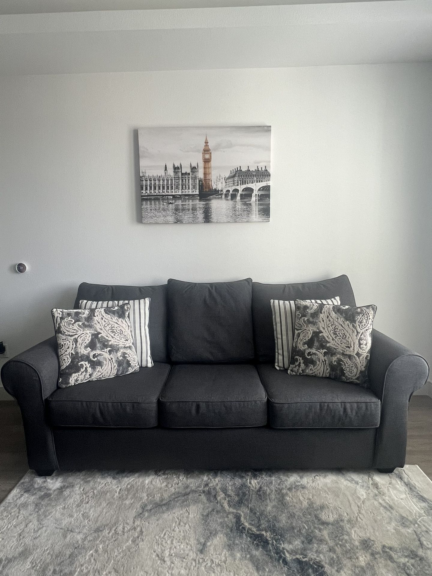 Charcoal Grey Couch W Pillows