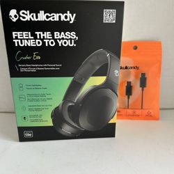 New Skullcandy Crusher Evo Over-the-Ear Wireless Headphones Black + USB-C Cord