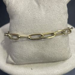 18k Ladies Paper Clip Bracelet 