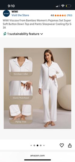 Brand New WiWi Viscose from Bamboo Women's Button Down Pajama Set: Top and Pants Sleepwear PJs - Small $50