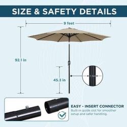 9-foot outdoor patio umbrella with crank lift