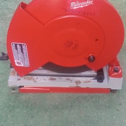 Milwaukee Heavy Duty Chop Saw With Metal Cutting Blade On It