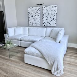 New White Sectional Cloud Couch Sofa