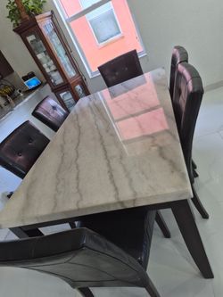 Marble  top dining  table  with 6 chairs