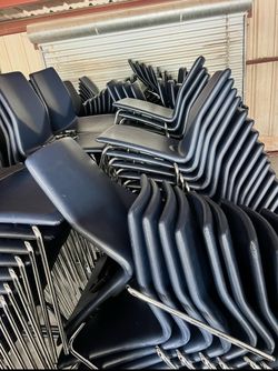 Navy Blue Stackable Chairs with Chrome Legs