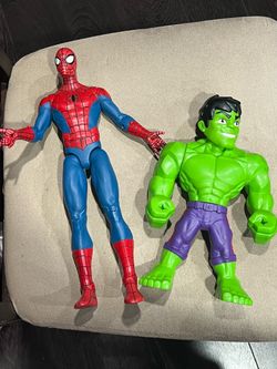 Marvel 14” Spider-Man and 10” Hulk Action Figures