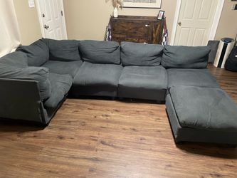 Large Gray Sectional Sofa with Ottoman