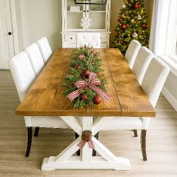 Farmhouse Dining Tables Customize By Orders.