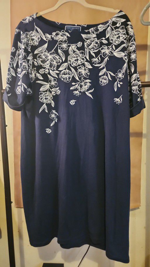 Karen Scott Short Sleeve Flor Al Design Dress Size Extra Large Excellent Condition