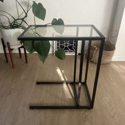 Glass And Metal End Table