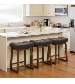 Set of 3 Brown Barstools
