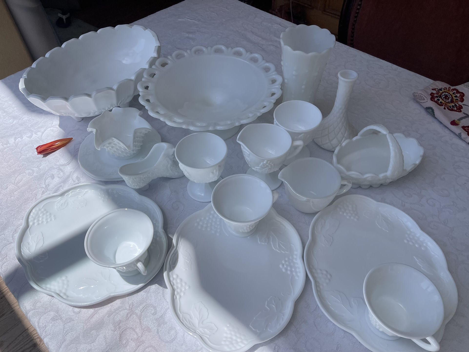 Vintage Milk Glass Dish , Vase , Plate , Shoe , Cups … $10 Each 