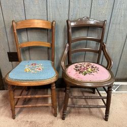 2 Vintage Needle Point Chairs