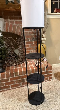 Modern Black Floor Lamp with 3 Shelves – Tall Display Lamp